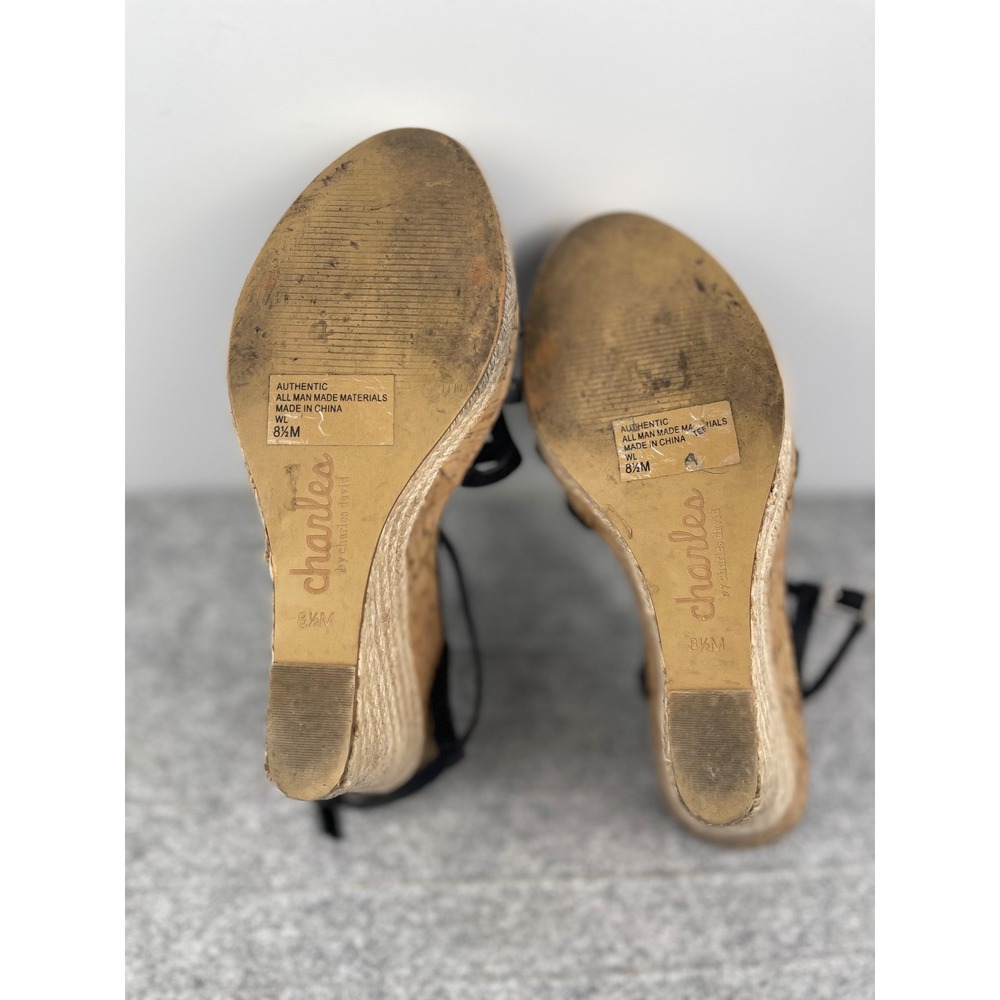 Charles by Charles David Espadrille wedge high heels, black, women's size 8.5 - Picture 4 of 14